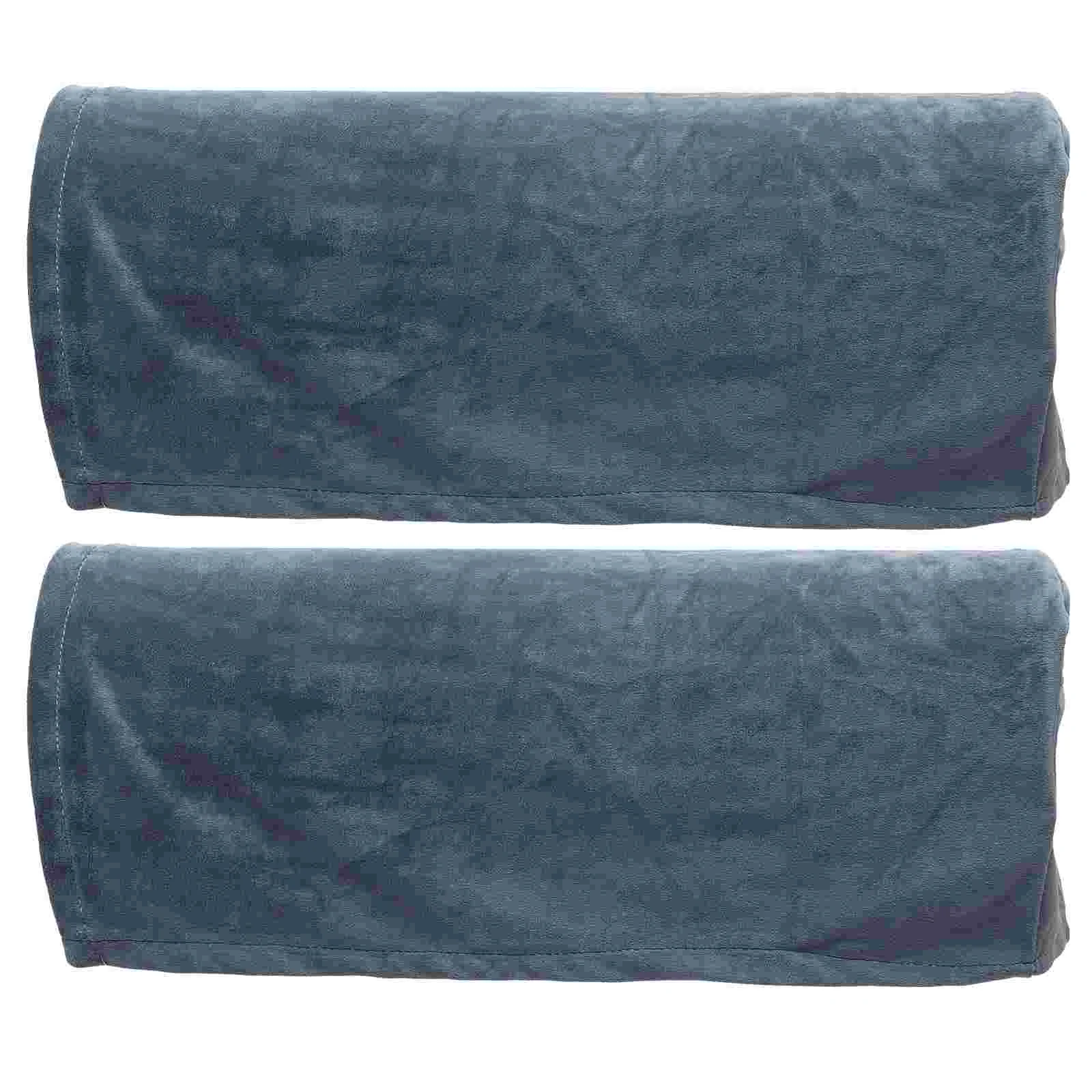 2 Pcs Universal Reclining Chair Stretch Armrest Covers Imitation Velvet Non-skid Sofa