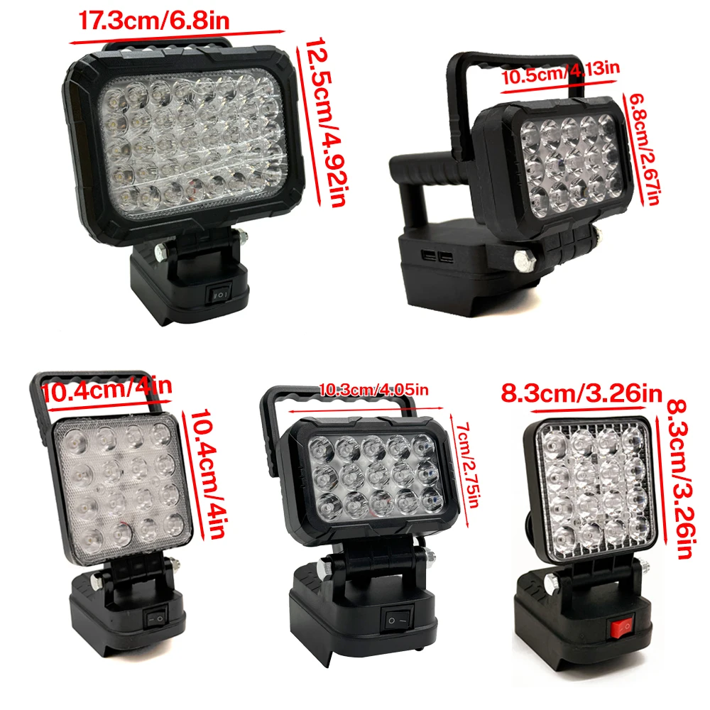 LED Working Light Lantern For Makita 18V Li-ion Battery Emergency Lamp Flashlight Torch Spotlight With Dual USB Camping Lighting
