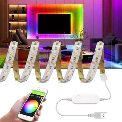 RGBCCT 5050 Led Strip Light Tuya APP Voice Smart Control 5V USB Led Tape Flexible Ribbon Diode Tape for TV Backlight Decoration