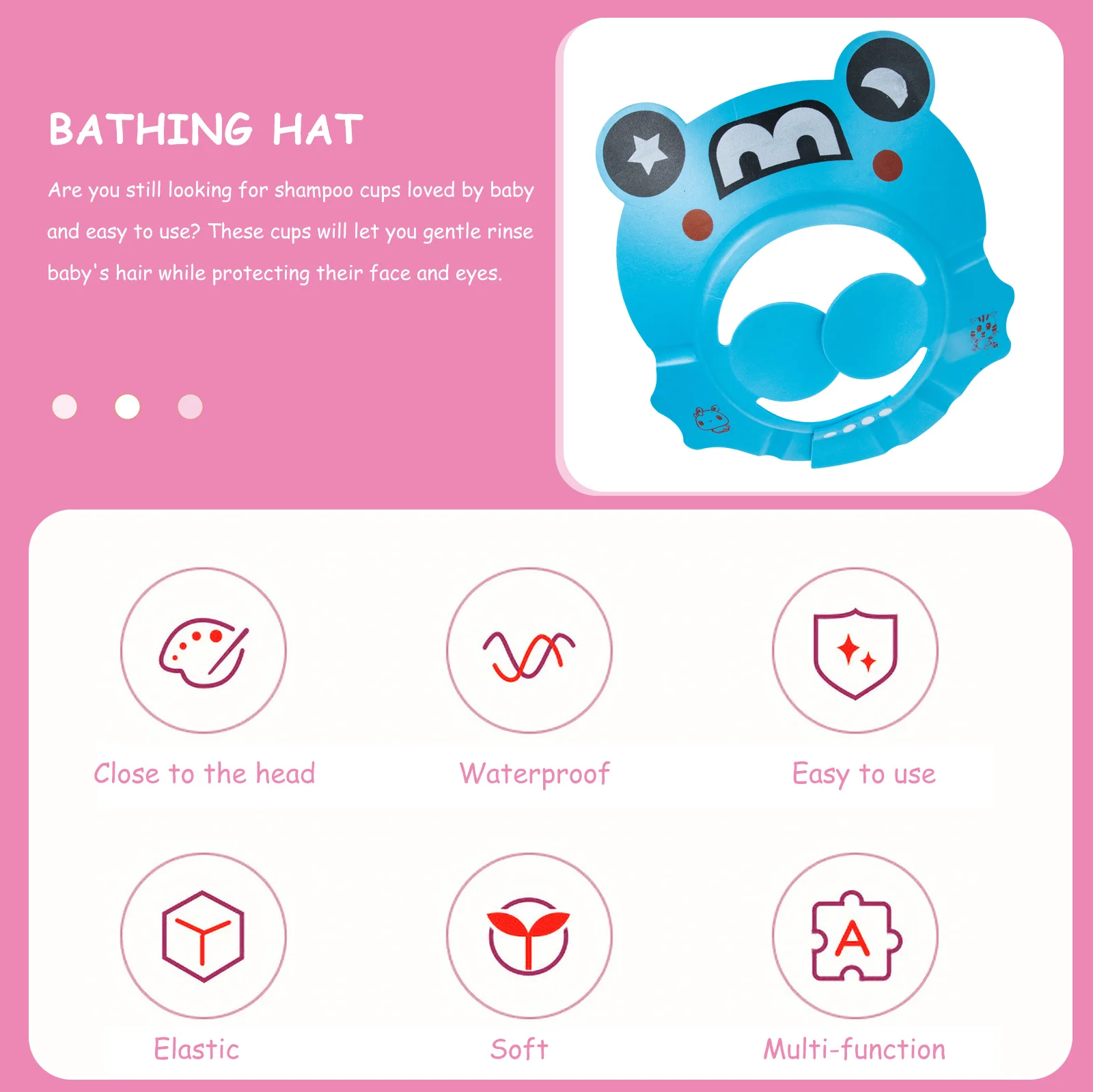 

2Pcs Baby Shower Hats Adjustable Waterproof Toddler Shower Caps Shampoo Caps Hair Washing Hat Baby Bath Supplies