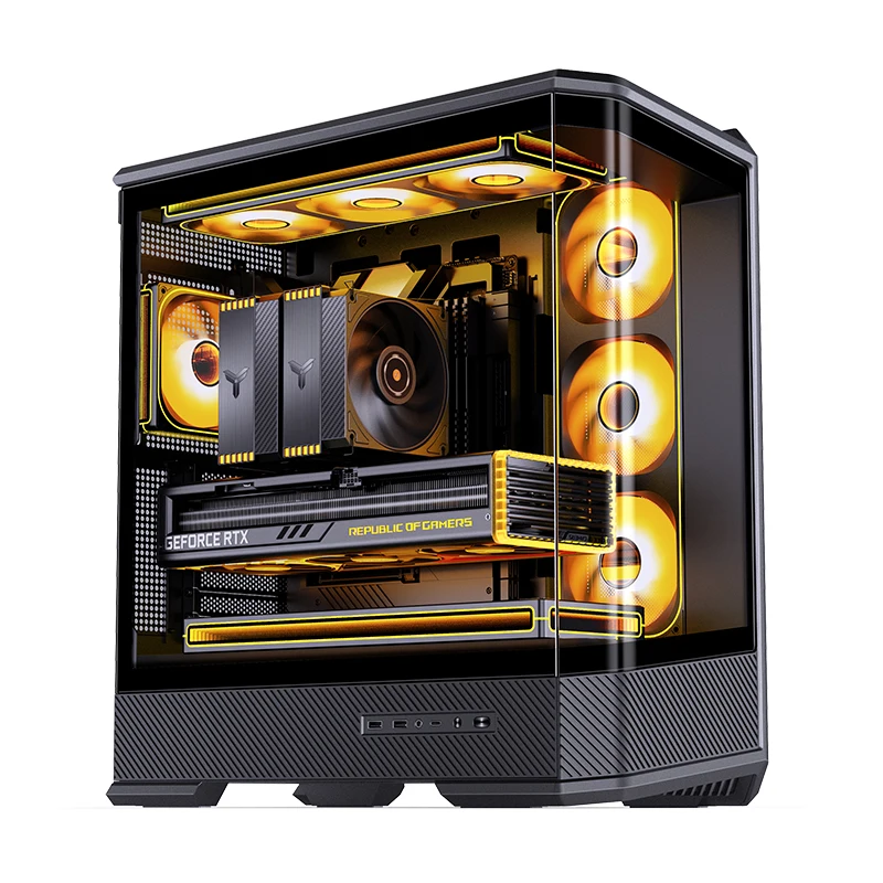 Jonsbo D400 ATX Casing Komputer M-ATX MINI-ITX Sasis Kantor Desktop Mendukung Catu Daya ATX PS2 360 Casing PC Pendingin Air