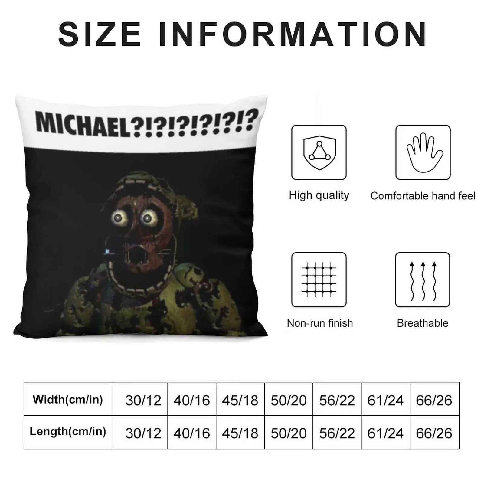 Springtrap Micheal Throw Pillow Pillowcases Bed Cushions Rectangular Cushion Cover pillow