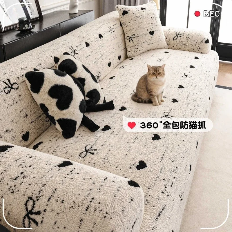 Winter Plush Sofa Cover Thickened Anti Slip Full Package Universal Set Straight Row Integrated Sofa Covers Cat-scratch-proof
