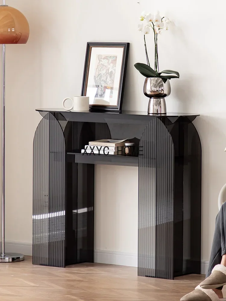 Gray square entrance cabinet Light luxury entrance table Shelf entry entrance table Modern simple living room storage partition