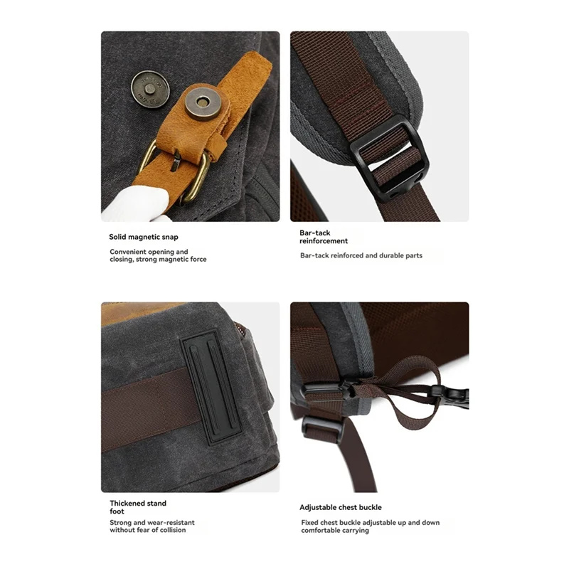 

CS-Camera Backpack SLR/Mirrorless Photography Camera Bag Waterproof Leather With Laptop Compartment Tripod Holder A