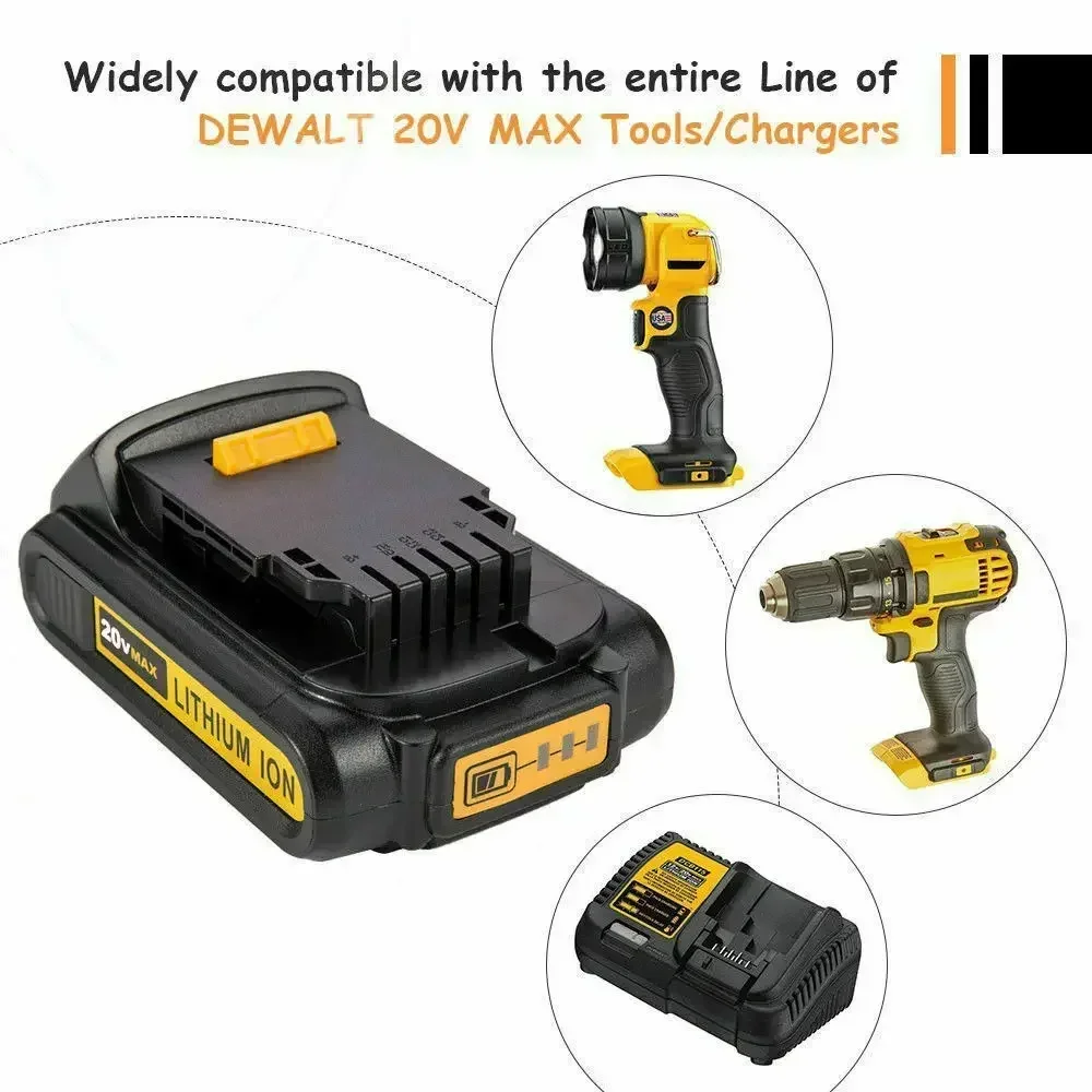 Bateria de substituição de lítio para DeWalt, 20V, 3.0Ah, DCB201, DCB184, DCB200, DCB182, DCB180, DCB181, DCB182, DCB206, L50