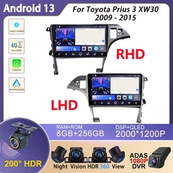 Z systemem Android dla Toyota Prius 3 XW30 2009 - 2015 Radio samochodowe multimedialny odtwarzacz wideo nawigacja GPS Carplay jednostka główna 5G Wifi