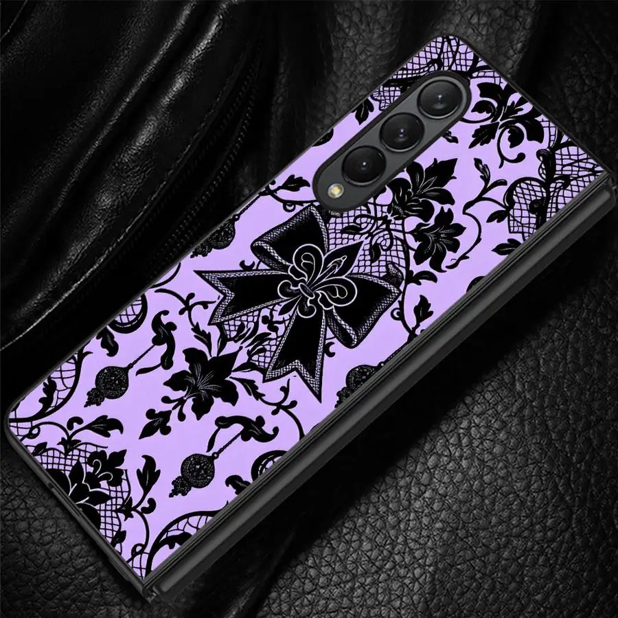 Bow Flower Pattern Case for Samsung Galaxy Z Fold 8 Ultra Z Fold 7 6 5 4 3 ZFold6 ZFold3 ZFold4 ZFold5 ZFold7 Phone Cover