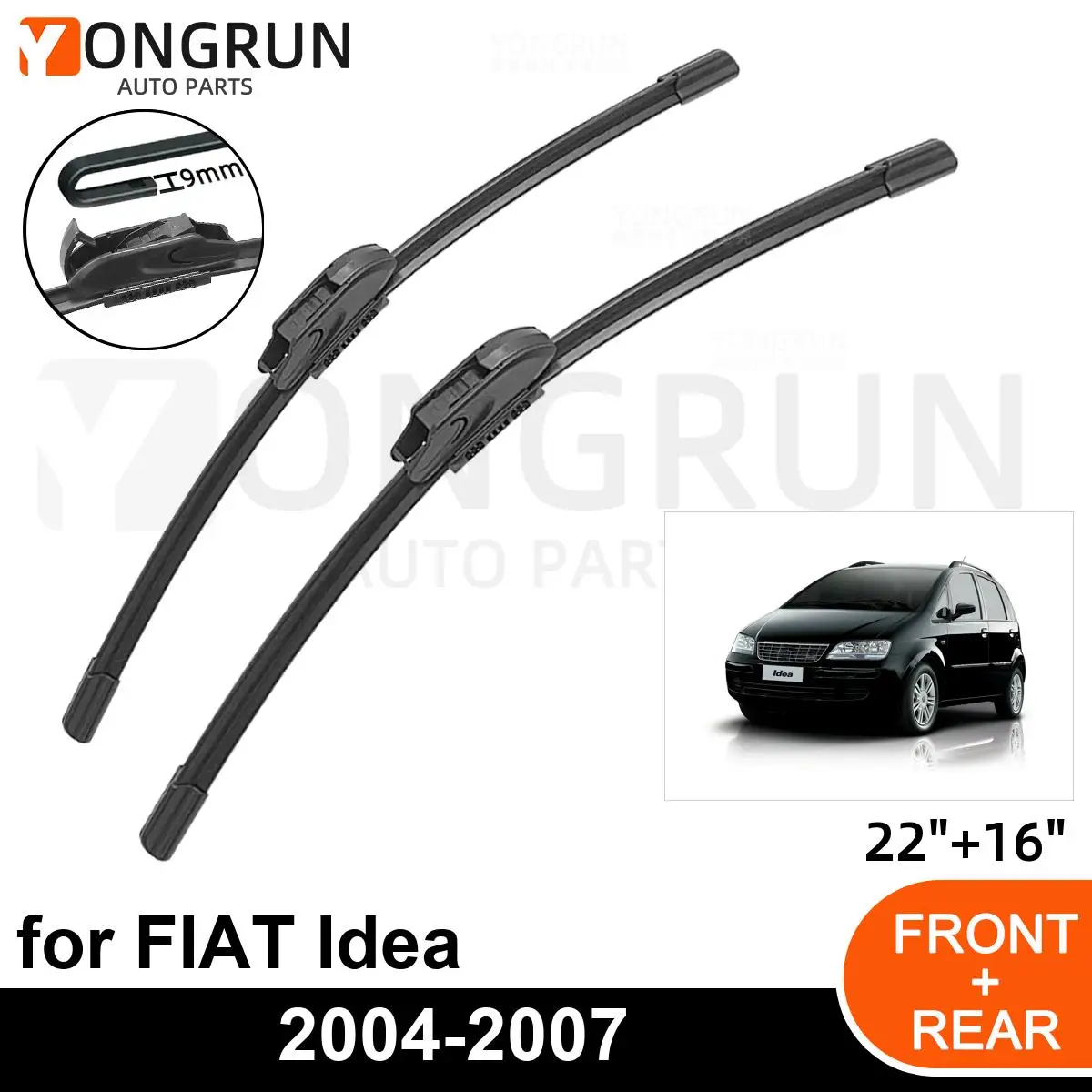 

Car Front Windshield Wipers For FIAT Idea 2004-2007 Wiper Blade Rubber 22"+16" Car Windshield Windscreen Accessories