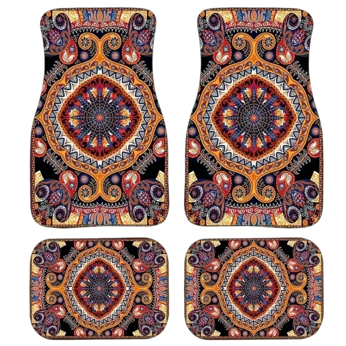 

Automotive Foot Mat Sets of 4 Pieces Foot Mats Rugs Carpet for Car Trucks SUV Sedans, car decoration, Ethnic style, Washable