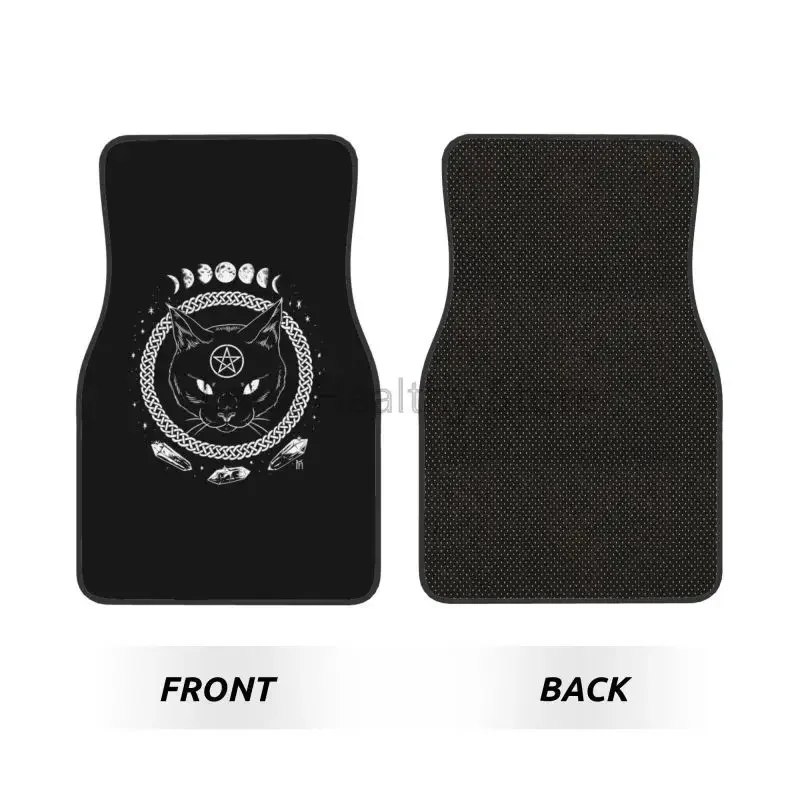 

Black Hail Cat Moon Car Floor Mats Auto Accessories Decor Front & Rear Car Foot Mat Sets of 4 Pieces with Rubber Backing