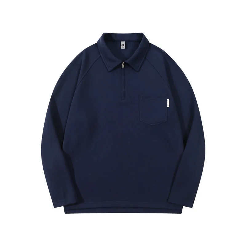 Men's Clothing Half Zipper Outdoor Long Sleeve T-shirt Spring Autumn Polo Shirt Tops Tees Casual Loose Tshirt Graphic T Shirts