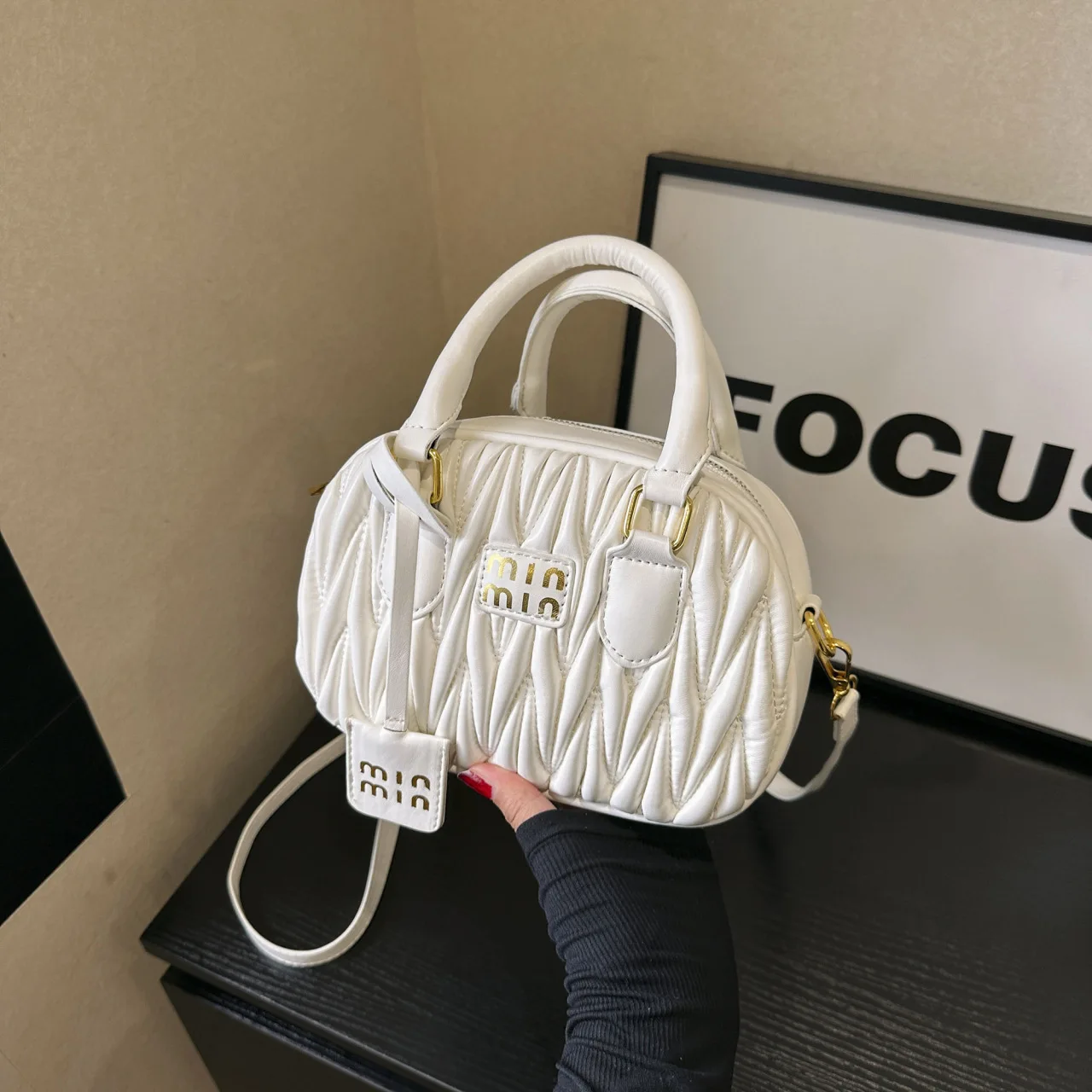 

2025 Pleated Mini Bag Women Textured Top Handle Adjustable Shoulder/Crossbody Minimalist Versatile Day To Night Essentials