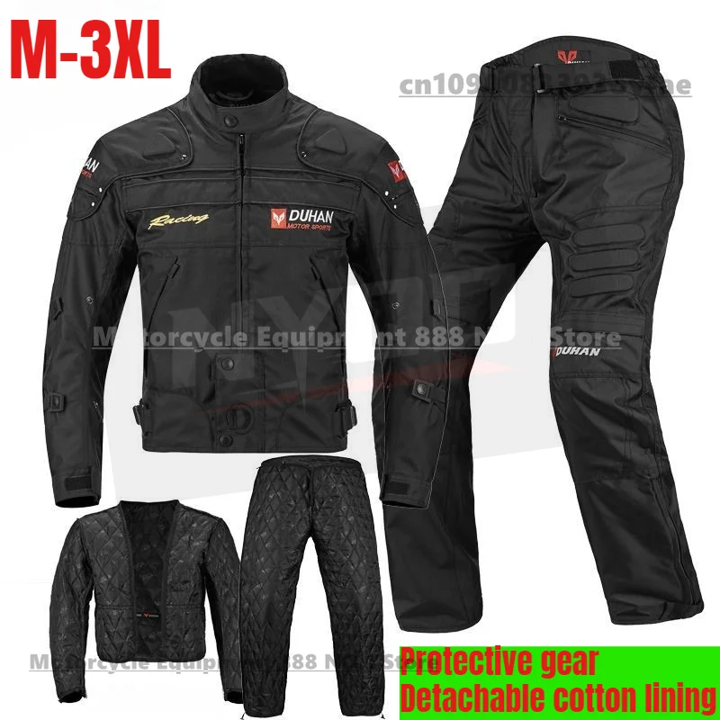 

Duhan Motorcycle Suits Winter Warm Men Windproof Motorcycle Clothing Wear-resistant Body Armor Moto Jacket and Pants