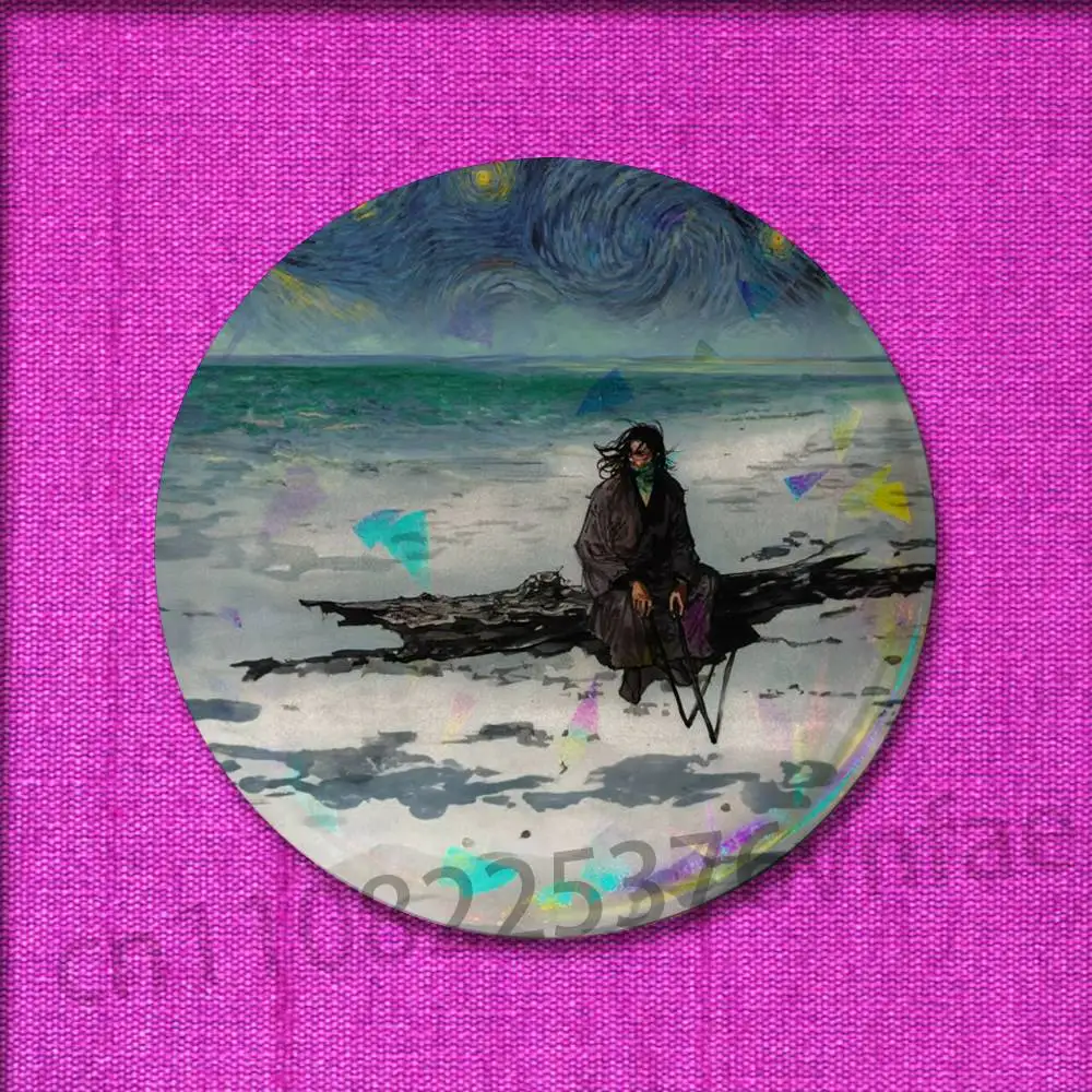 Vagabond مياموتو موساشي شارات 75 مللي متر 25 مللي متر 44 مللي متر 32 مللي متر 58 مللي متر دبوس مستدير بروش تذكارية الملابس تأثيري هدية اكسسوارات #4