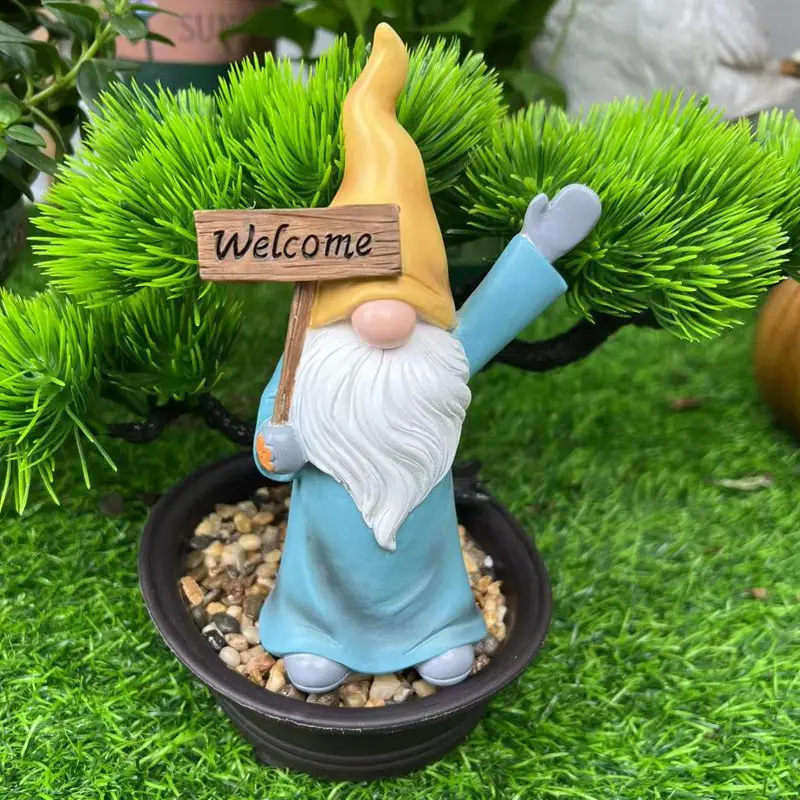 Small Gandalf Statue Resin Ornamen Figurines Welcome Flower Pot Decoration Pastoral Garden Balcony Landscaping Home Decor Gift