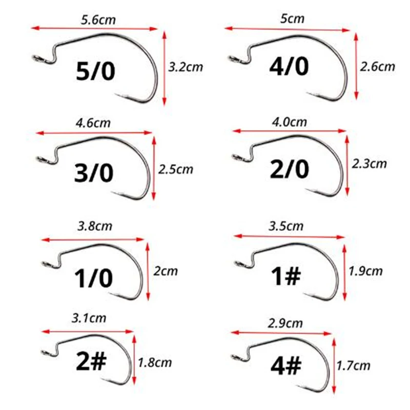 10Pcs/Lot Wide Gap Worm Fishing Hooks Jig Crank Big Bass Hook Black High Carbon Steel Crank Barbed Hook for Soft Fishing Lure — zdjęcie 3