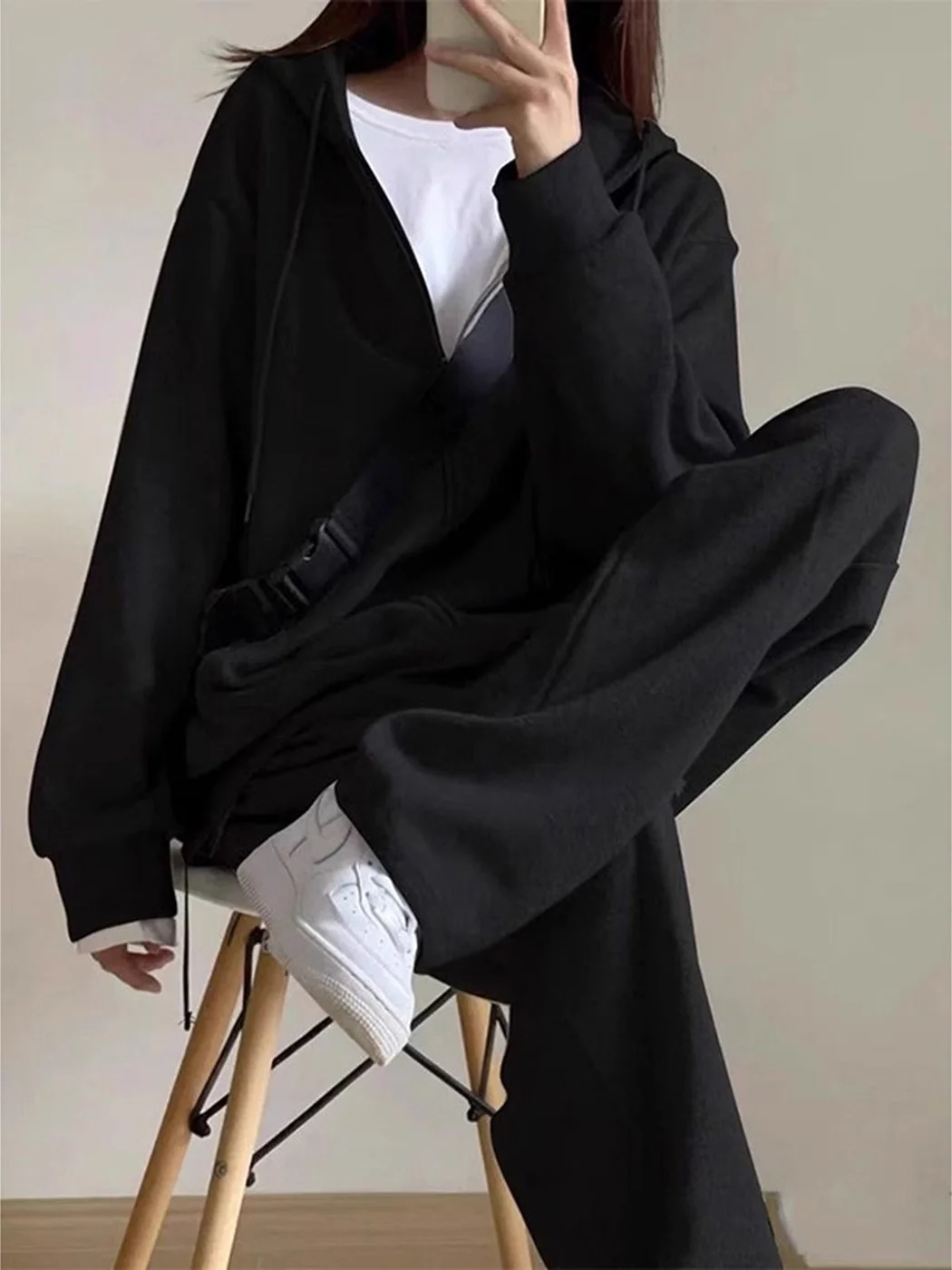 プラスサイズ-300-ポウ-スポーツウェアセット-フード付きジッパー付きスウェットシャツ-ジャケット-ロングパンツ-ツーピースセット-快適なカジュアルスポーツウェア