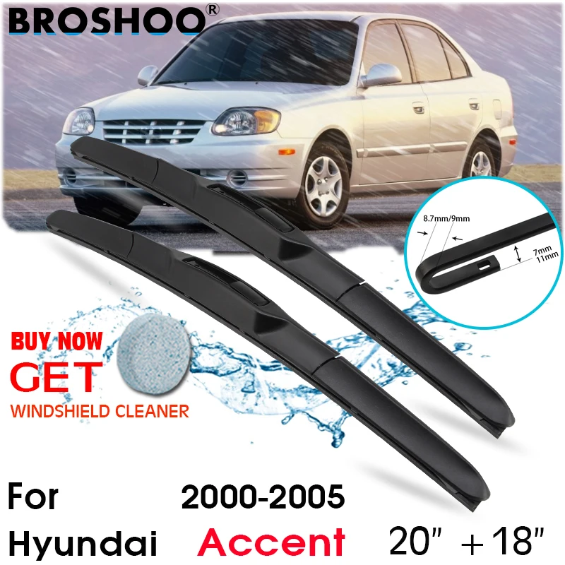 

Car Wiper Blade Front Window Windscreen Windshield Wipers Blades U J hook Auto Accessories For Hyundai Accent 20"+18" 2000-2005