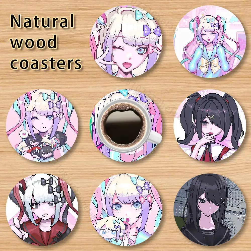 

N-Needy Streamer Overload wooden anti-slip coasters suitable for home office and theme party decoration