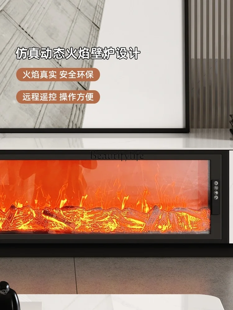 New Fireplace Decoration Simulation Flame Integrated Stone Plate Light Luxury Floor TV Cabinet High Sense