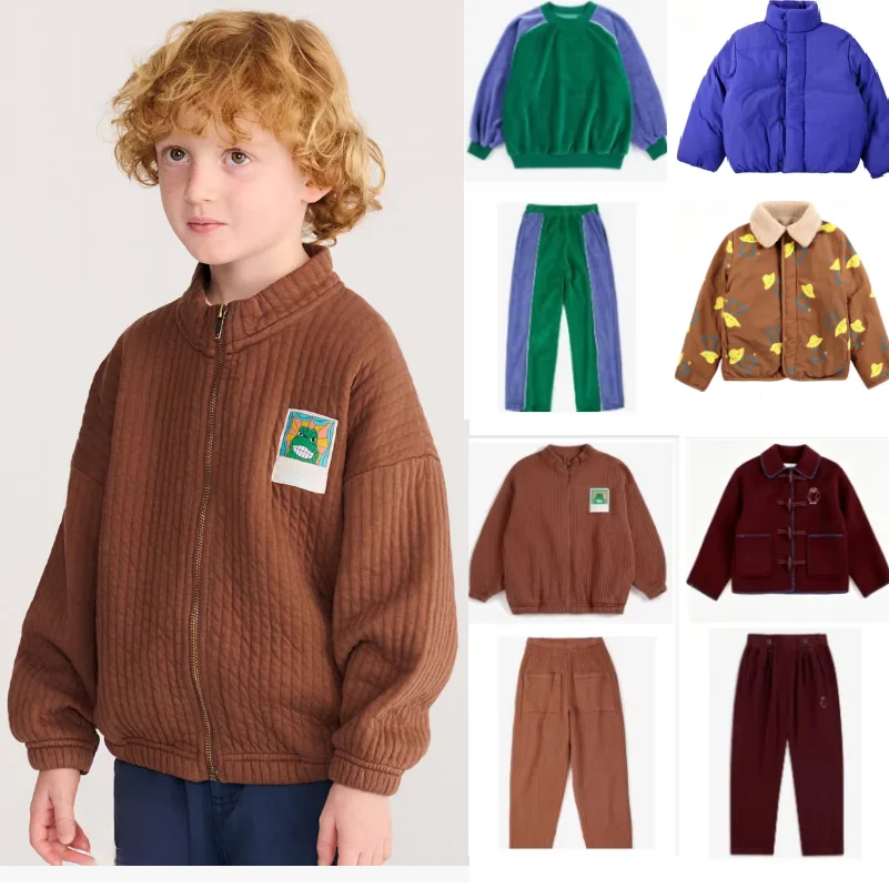 Kids Sweatshirt 2026 Winter New Fleece Thickened Warm Boys Girls Jacket Pants Set Cotton White Duck Eather Girls Cotton Clothes