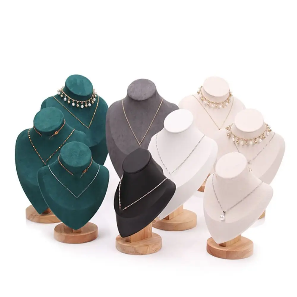새로운 벨벳 보석 스토리지 랙 나무 3D 목 디스플레이 소품 쇼 디스플레이 모델 목걸이