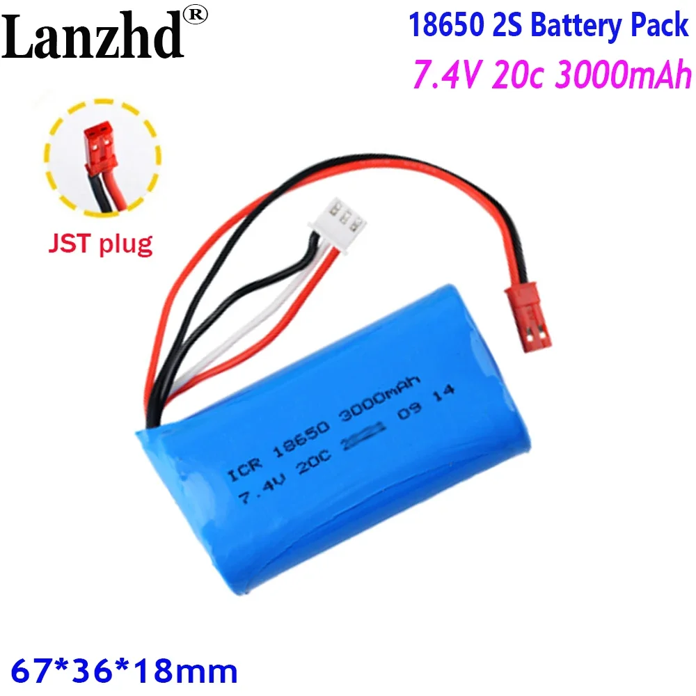 

7.4V Battery pack 18650 20C 3000mAh for remote control batteries Toy model battery power Tools ship model With JST plugs