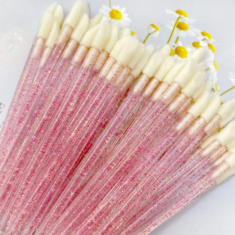 50 stücke Lippen Pinsel Make-Up Mascara Zauberstab Kristall Lippenstift Micro Pinsel Applikatoren Reiniger Lippenstift Zauberstäbe Lash Werkzeuge