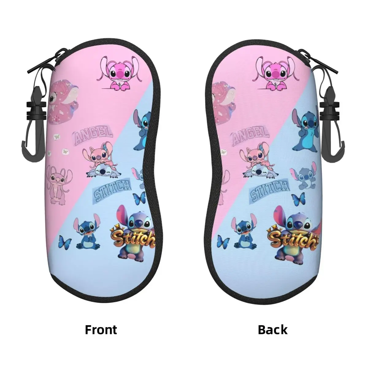 Kawaii Stitch And Angel Glasses Case Cover Cartoon Comic Sunglasses Pouch Cute Eyewear Organizer Zip Unisex Eyeglass Protector