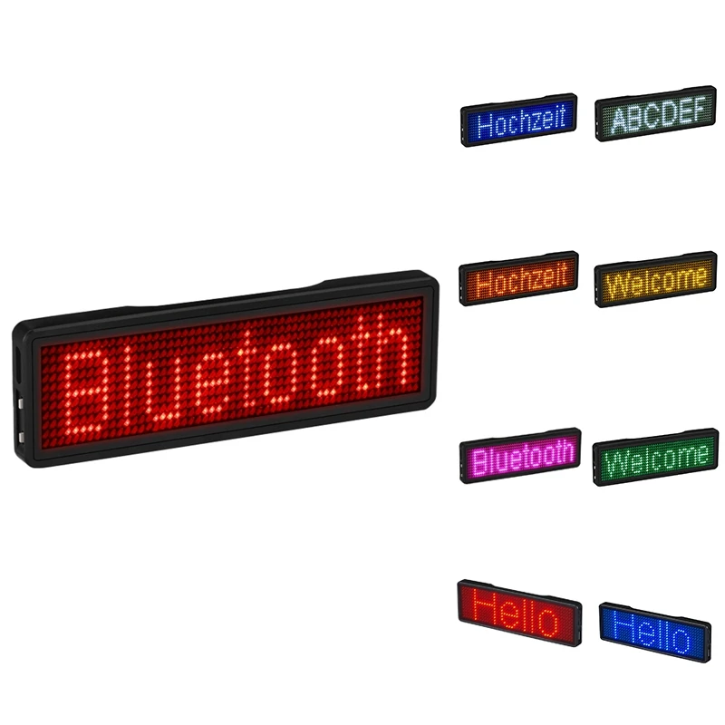 Bluetooth LED Name Badge Rechargeable Light Sign DIY Programmable Scrolling Message Board Display LED