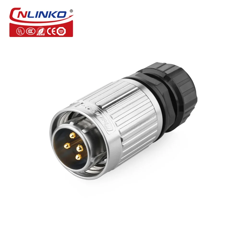 CNLINKO M20 4 pin waterproof connector Outdoor 4 Pin Circular Plug Socket ip67 waterproof connector