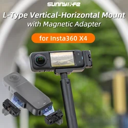 L-Type Vertical-Horizontal Mount With Magnetic Adapter Quick Release Base Mount For Insta360 X4 Frame Cage Stick Accessories