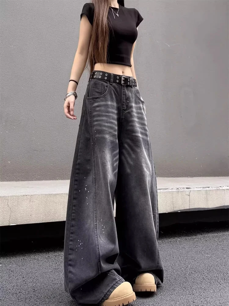 

Retro Waed American High Street Vibe Men's Loose Wide Leg Casual Jeans Design Sensation Trendy Brand Straight Cut Jeans