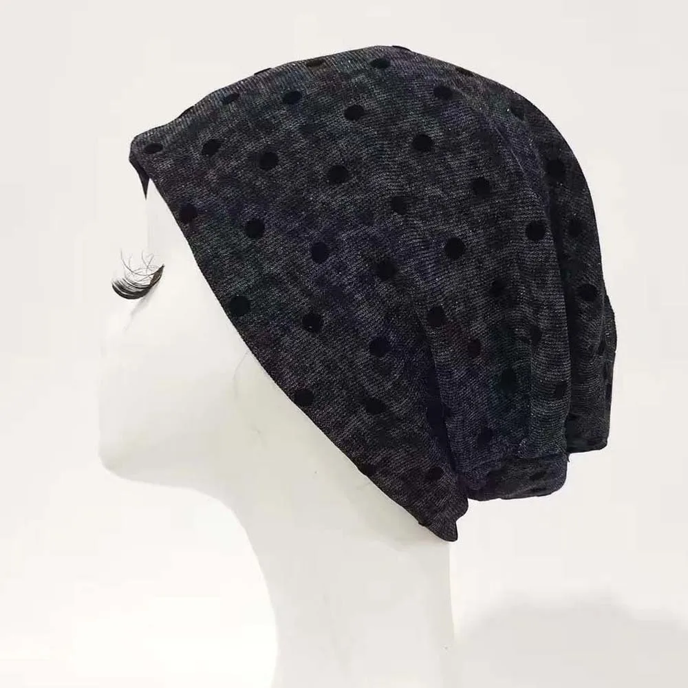 Vintage Paisley Beanie Versatile Style Thin Fabric Polka Dot Cap Breathable Lightweight Texture Breathable Slouchy Hat