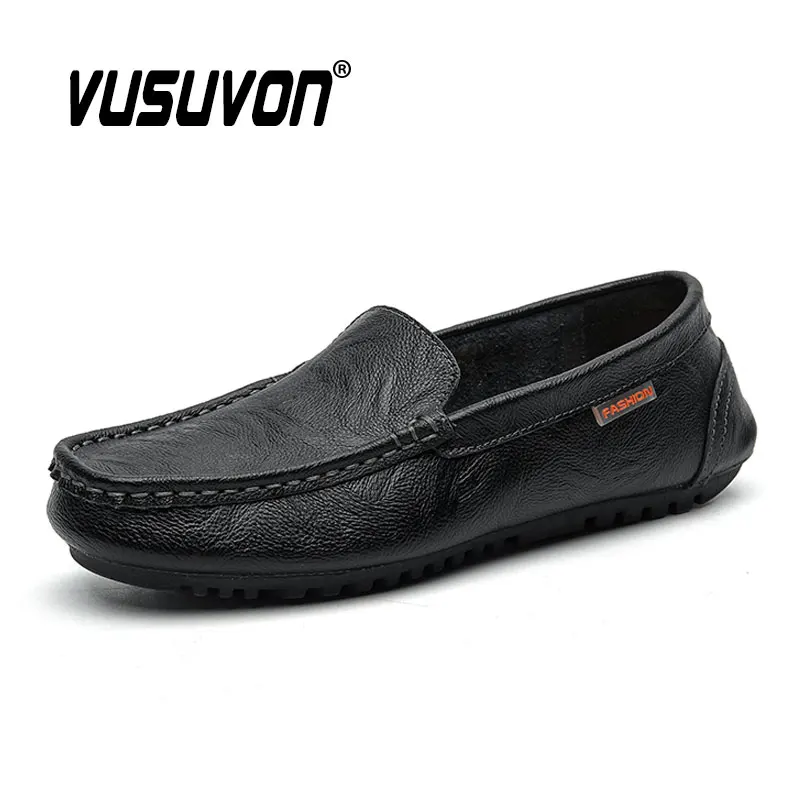 Fashion Black Men Loafers Moccasins Spring Casual Driving Shoes Soft Slip on Boat Flats Masculino Plus Size 37- 47