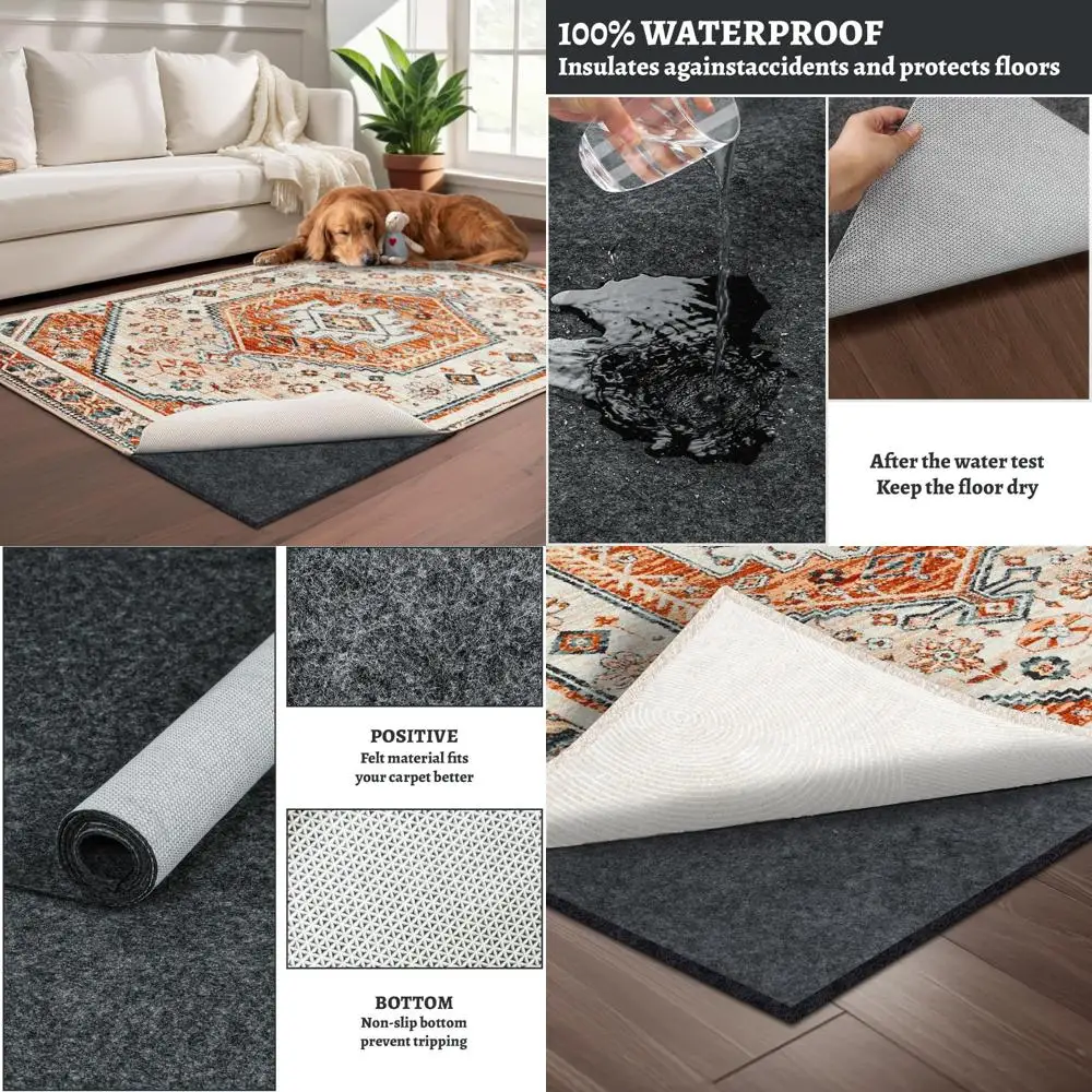 7x9 피트 방수 러그 패드 - 모든 바닥 유형, 특히 원목 바닥에 대한 미끄럼 방지 보호