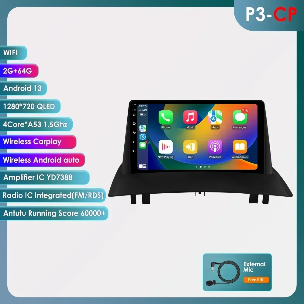 9 ''6115 Intelligent Scherm 2din Android Autoradio Multimedia Video Player voor Renault Megane 2 2002-2009 GPS Nav Carplay 4G RDS