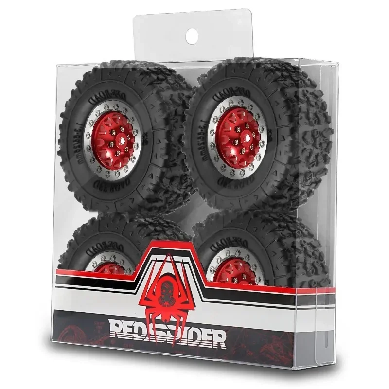 1.3 Beadlock Wheels and Tires (4PCS) for 1/18 TRX4M SCX24  RC Crawler Car