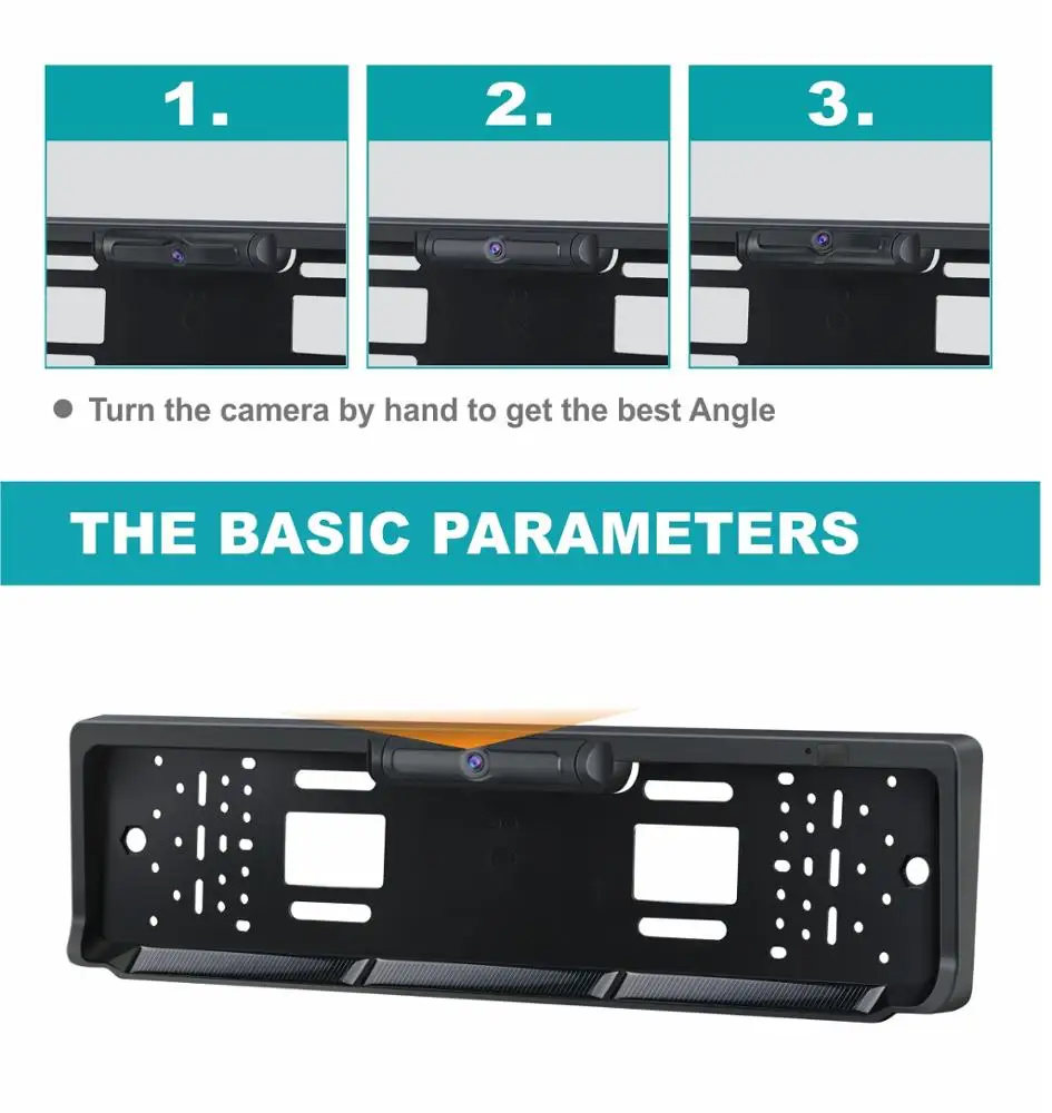 Eu Eenvoudige Installatie, 2.4G Transmissie Zonne-Energie Auto Achteruitkijkcamera 100% Draadloze Nummerplaat Frame Back-Up Camerasysteem