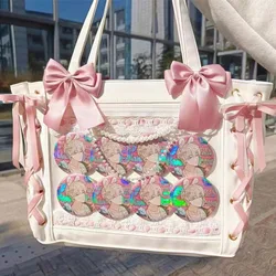 Butterfly Itabag Ribbon Tote Bag Women 2024 New Japanese Commuter Tote Bag Versatile Handbag Cute Large Capacity Shoulder Bag