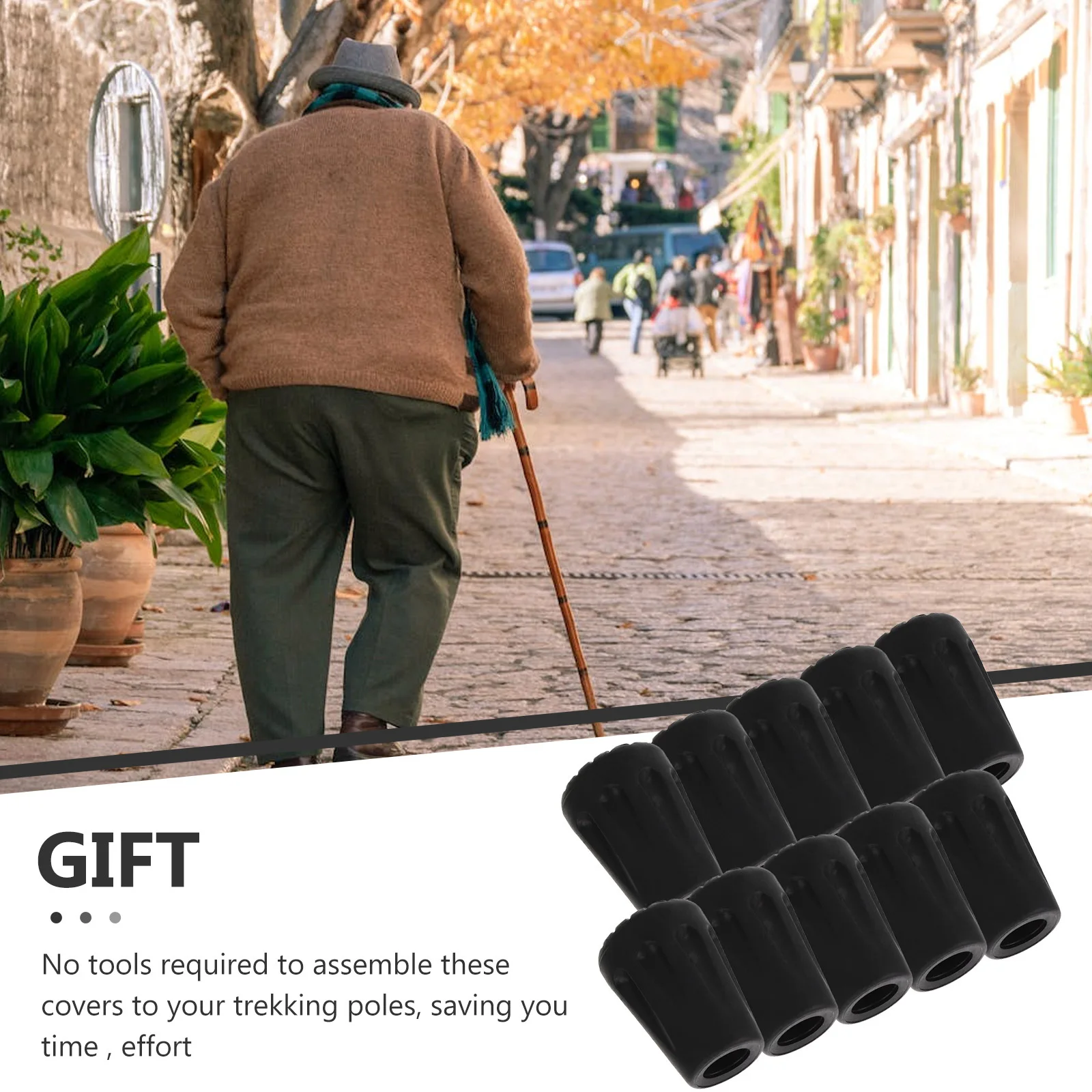 

10Pcs Hiking Pole Tip Replacement Premium Non-Slip Rubber Feet for Trekking Sticks Walking Canes Pole Protector Outdoor