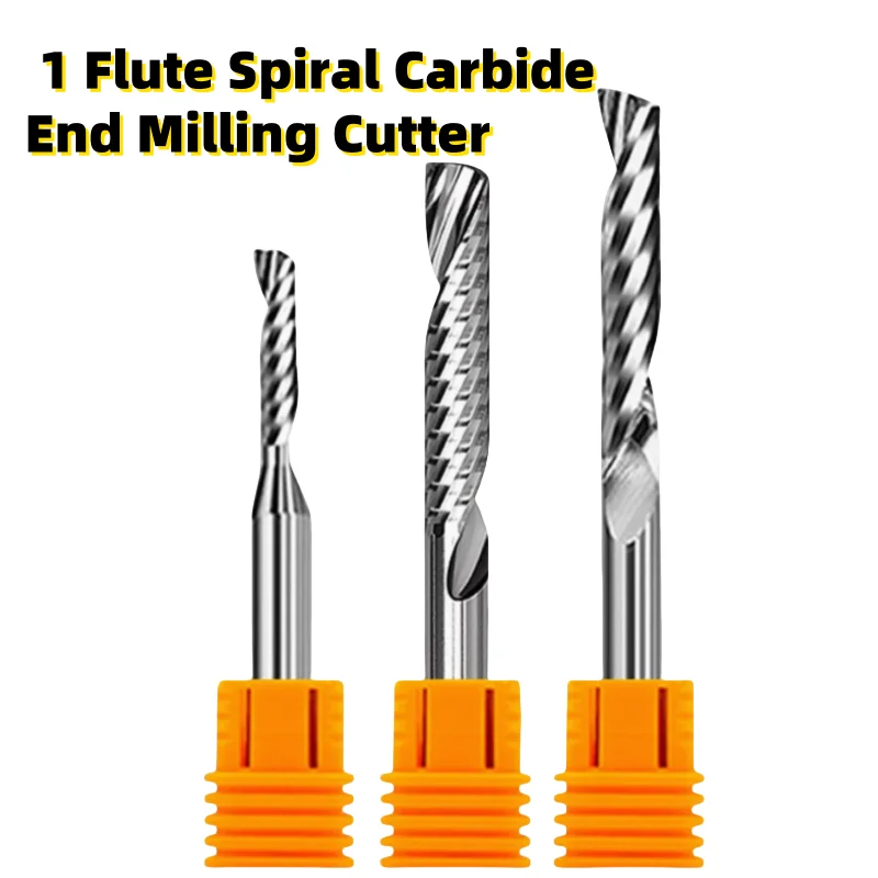 1pcs Single Flute Spiral Carbide End Milling Cutter CNC 3D Engraving Router Bit Acrylic PVC Wood MDF Aluminum D3.175/4/6/8/10/12