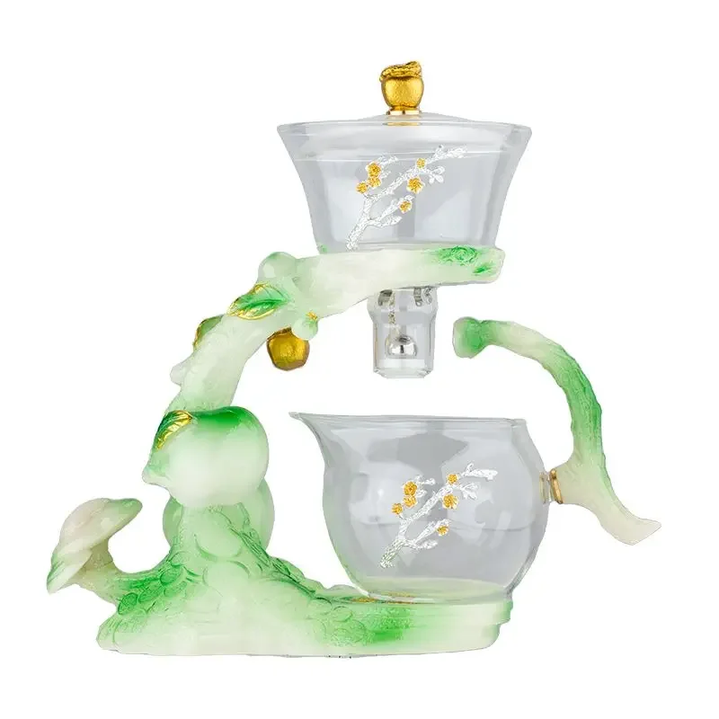 

Glass automatic tea set Household kung fu teacup Magnetic suction teapot Drinking tea Lazy making tea artifact Light luxury