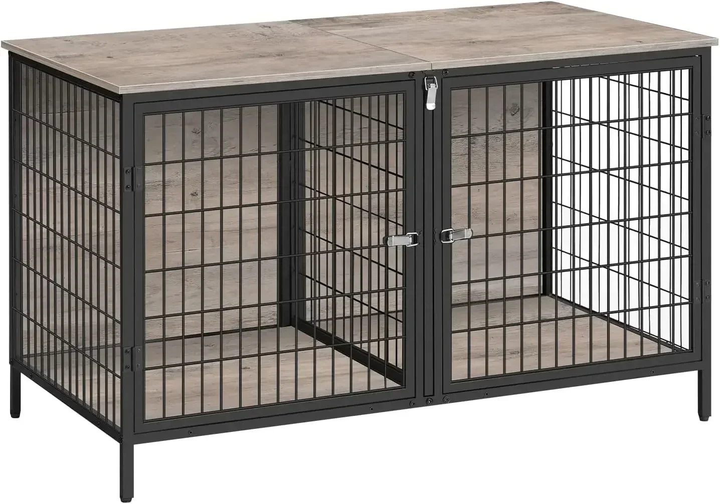 

Dog Crate Furniture for 2 Dogs, 43.3" Kennel with Removable Divider, Heavy Duty Wooden Dog Kennel for Small Medium