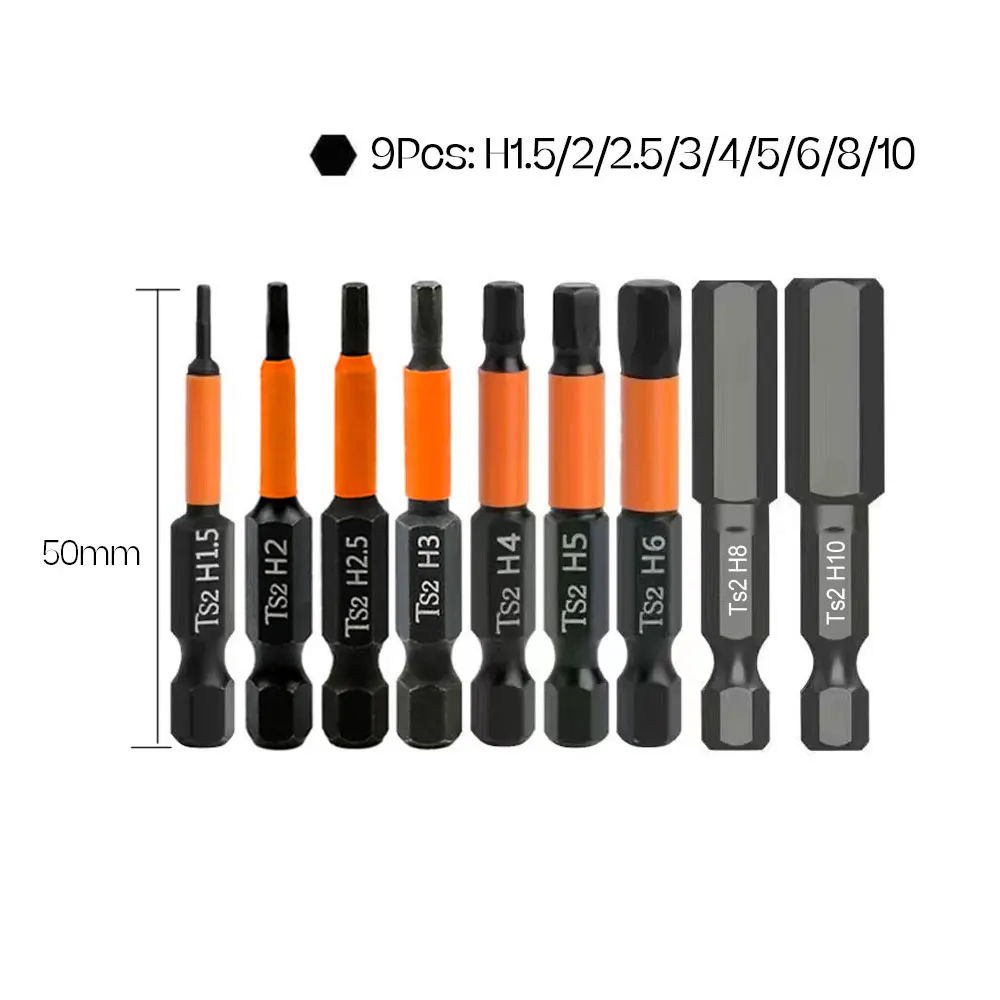 Binoax Hexagonal Bit Set S2 Hex Head Magnetic Screwdriver Bit Set Allen Wrench Screwdriver H1.5-H10