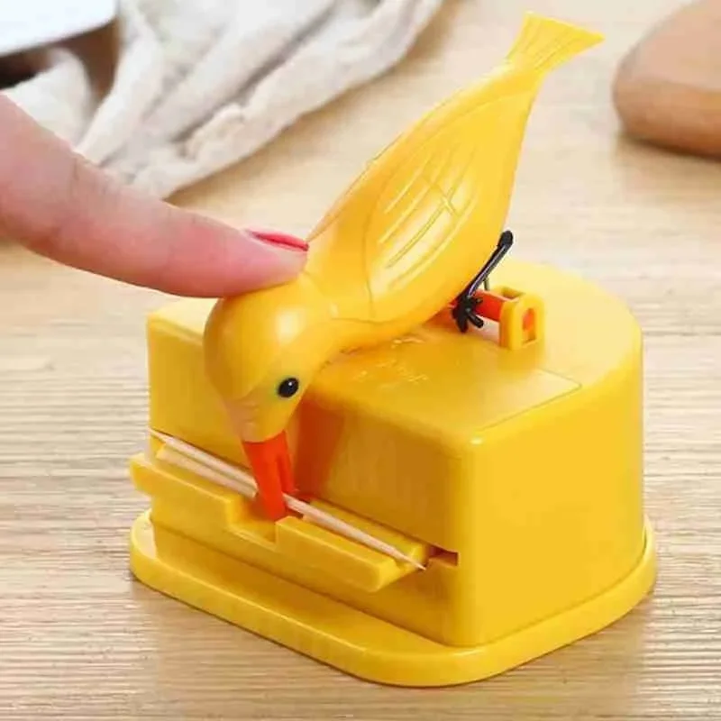 

10Pcs Cute Bird Toothpick Holder, Automatic Pop-up Dispenser, Adorable Wings Design, Stress Relief Home Storage Box