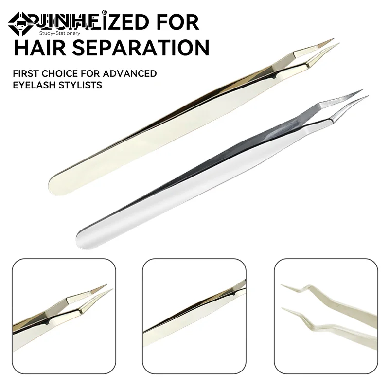 Pincettes pour Extensions de cils, 1 pièce, pour artistes de cils, pincettes antistatiques de haute précision en acier inoxydable, outils de maquillage incurvés et droits