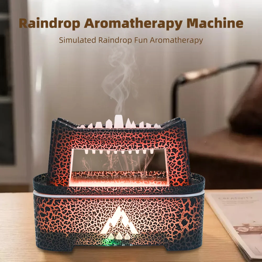 Raindrop Design Aromatherapy Mist Humidifier 300ml Black Essential Oil Diffuser with Function - 2 Colors Lights & Timer