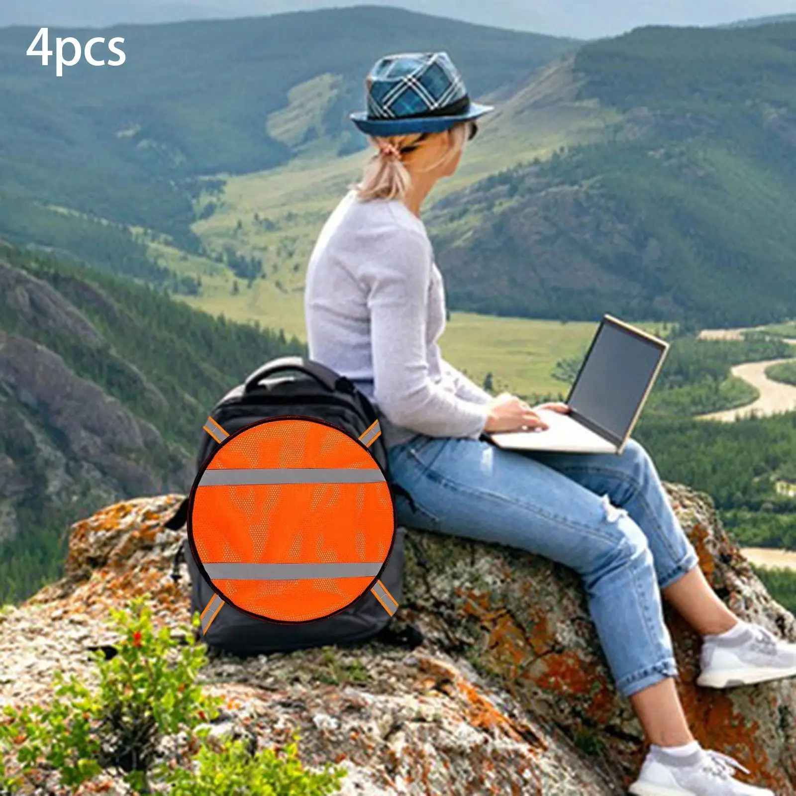 4x Orange Mesh Safety Panels Versatile Easy Installation Mesh Tent Backpack Cover for Climbing Hiking Sports Biking Backpacking